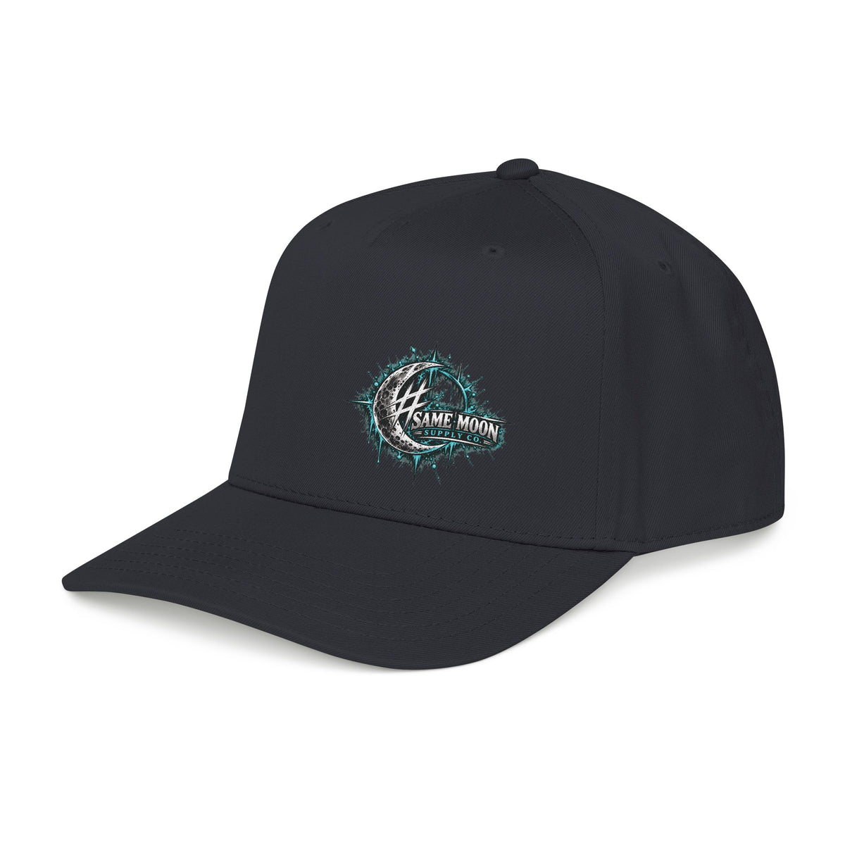 Same Moon Supply Teal Design Black Baseball Cap