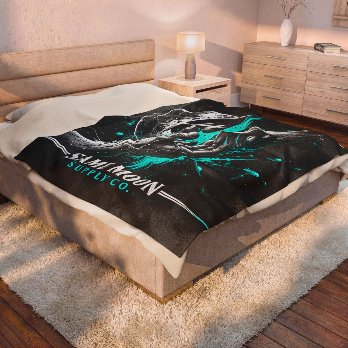 Same Moon Supply Reaching Hand Velveteen Blanket