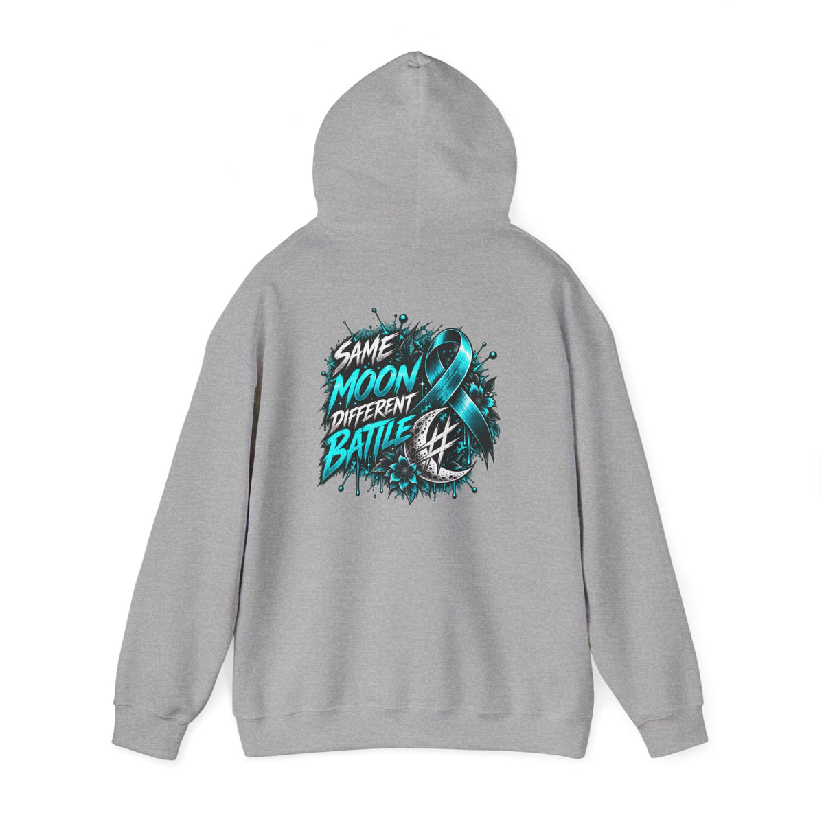 Same Moon, Different Battles | Teal Moon Hoodie