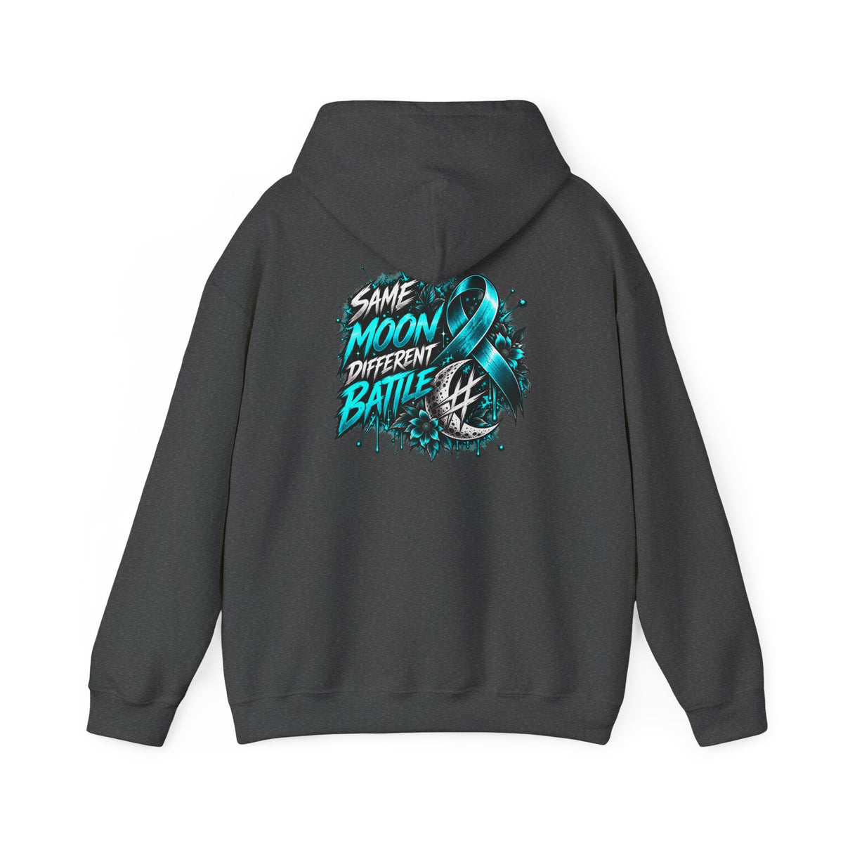 Same Moon, Different Battles | Teal Moon Hoodie