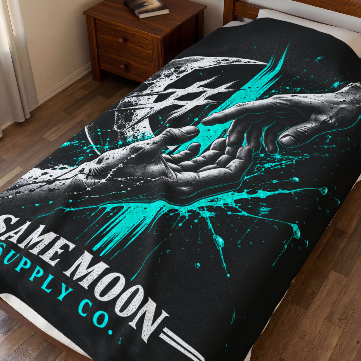 Same Moon Supply Reaching Hand Velveteen Blanket