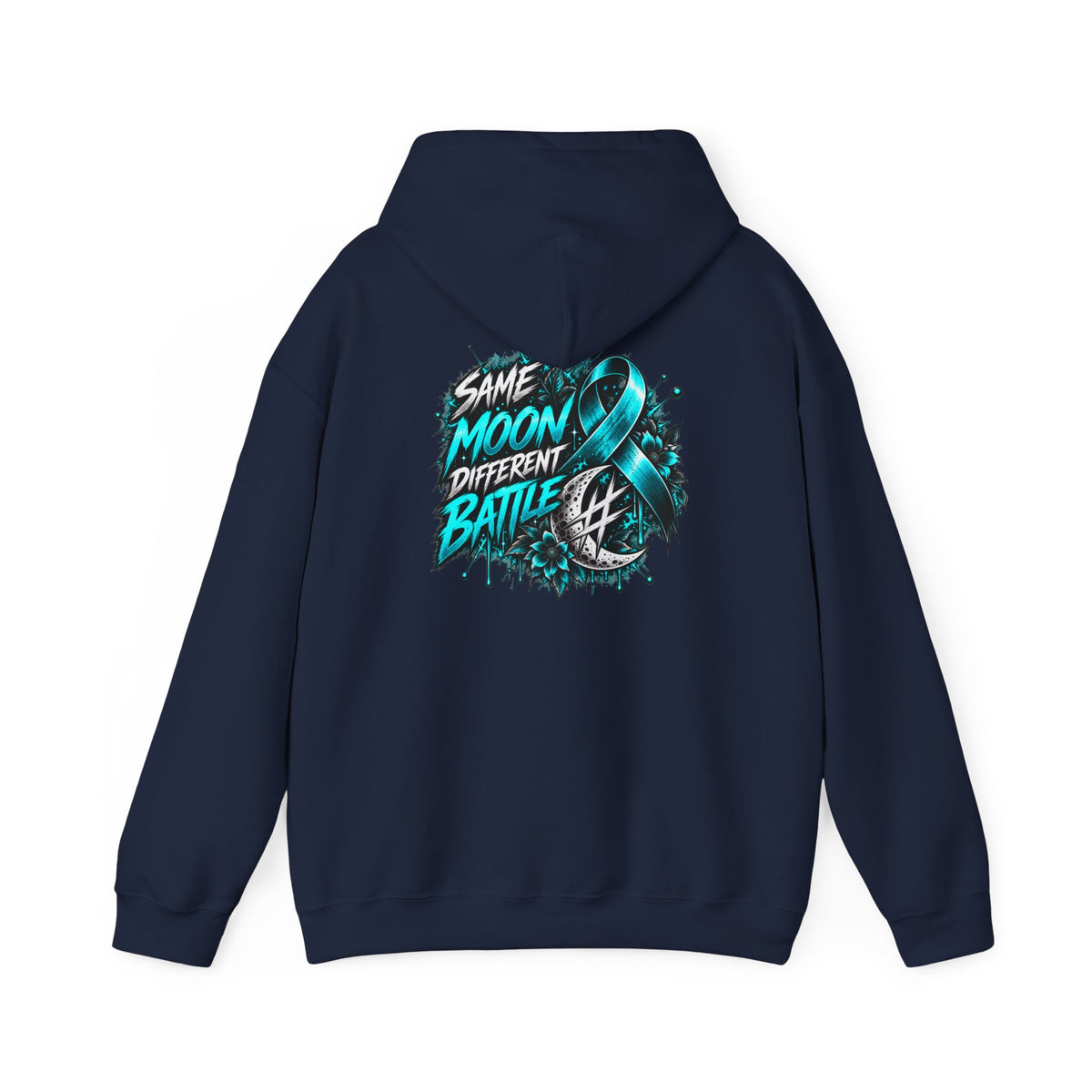 Same Moon, Different Battles | Teal Moon Hoodie