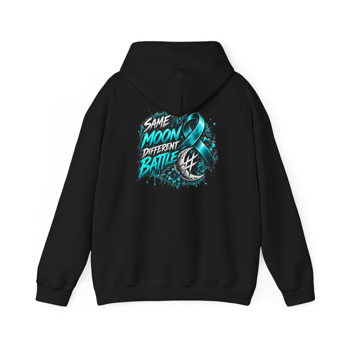 Same Moon, Different Battles | Teal Moon Hoodie