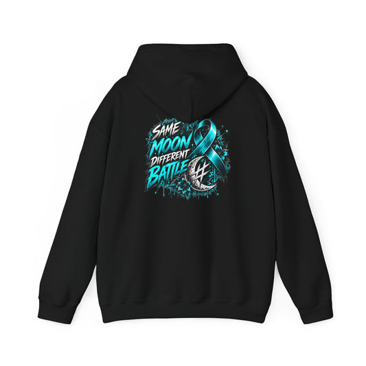 Same Moon, Different Battles | Teal Moon Hoodie