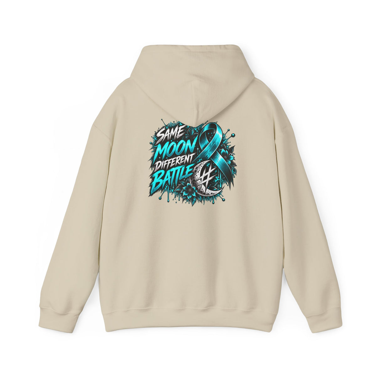 Same Moon, Different Battles | Teal Moon Hoodie