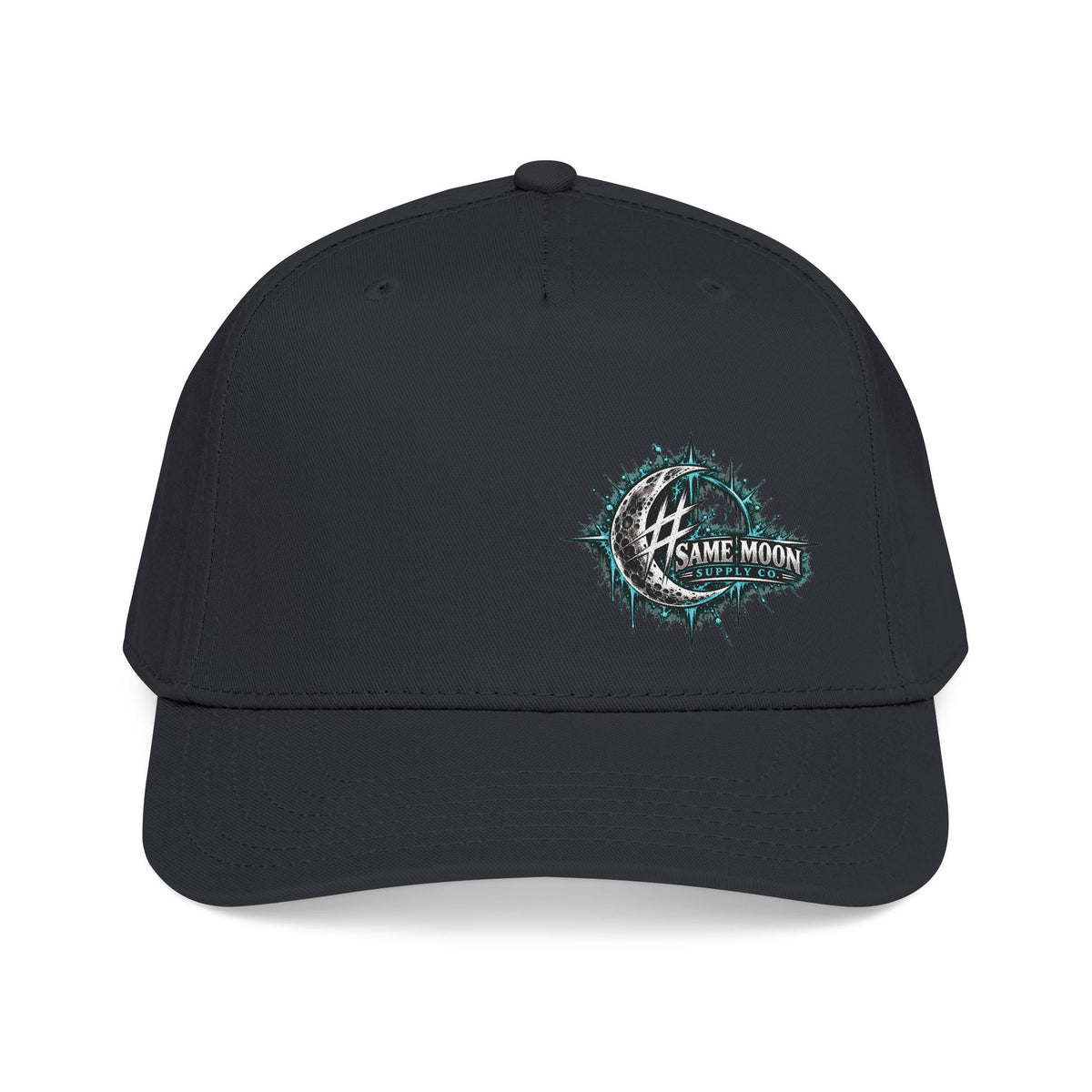 Same Moon Supply Teal Design Black Baseball Cap