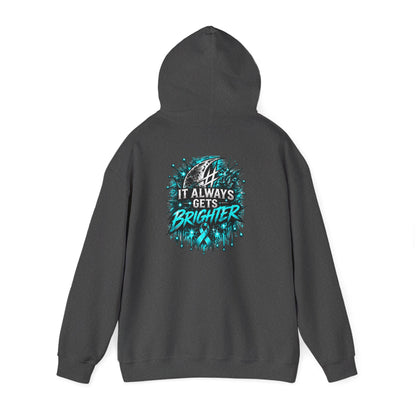 It Always Gets Brighter | Teal Moon Hoodie