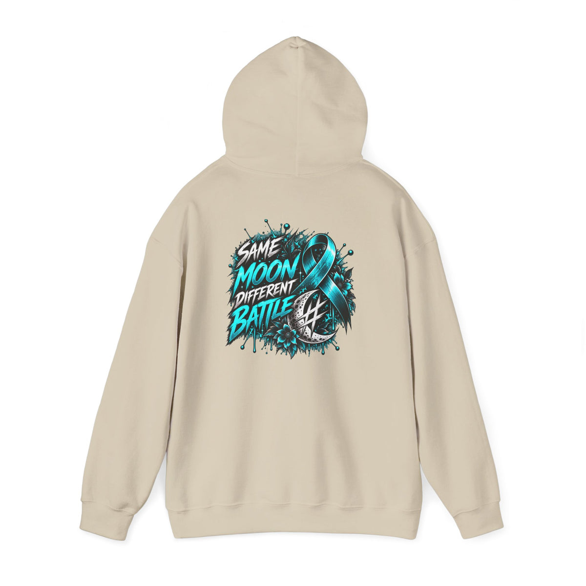 Same Moon, Different Battles | Teal Moon Hoodie