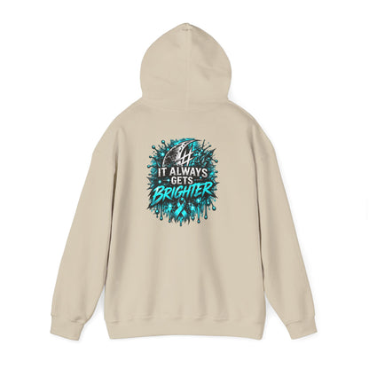 It Always Gets Brighter | Teal Moon Hoodie