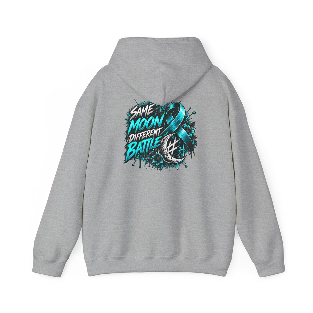 Same Moon, Different Battles | Teal Moon Hoodie
