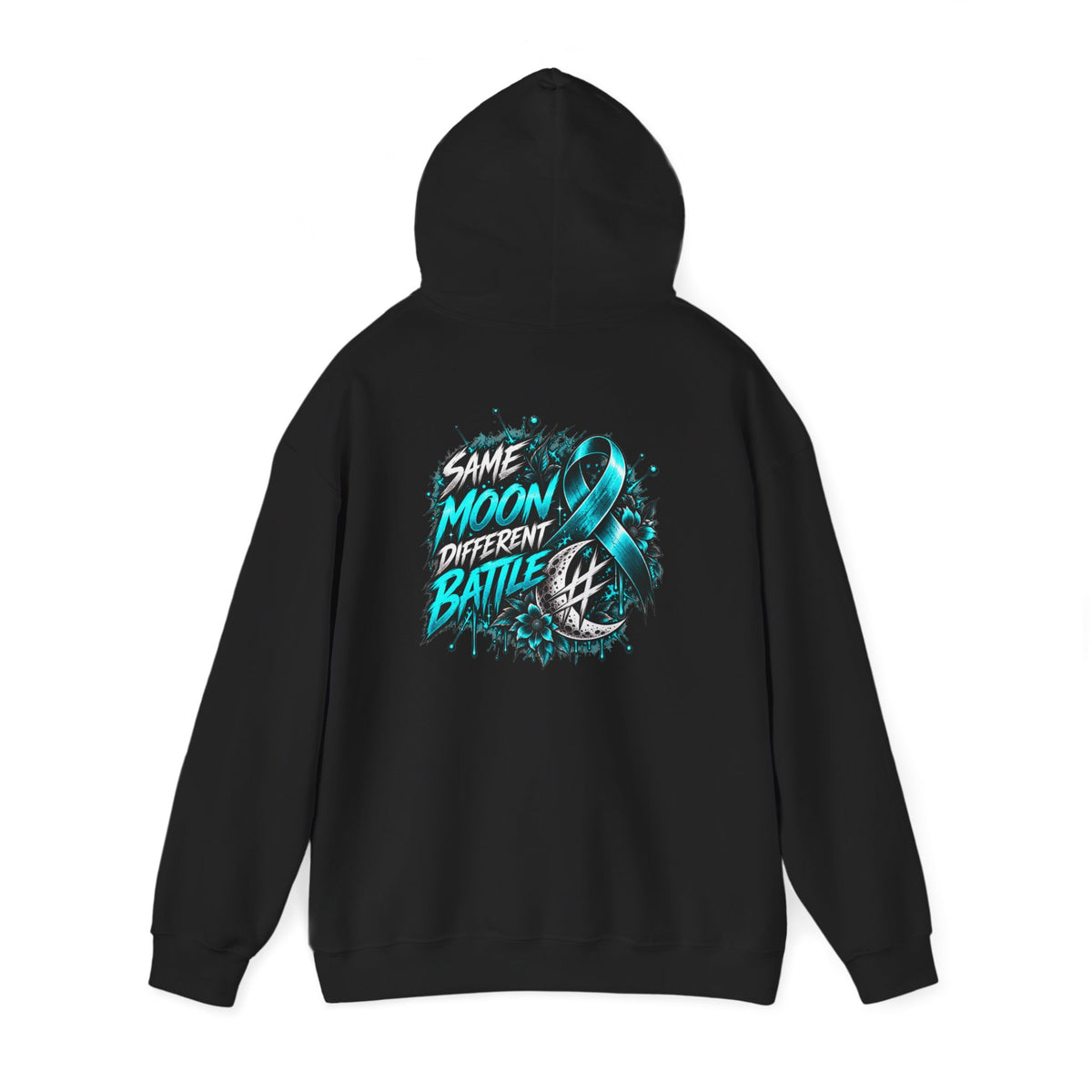 Same Moon, Different Battles | Teal Moon Hoodie