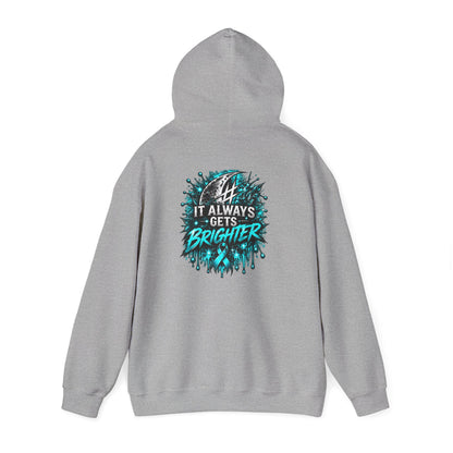 It Always Gets Brighter | Teal Moon Hoodie