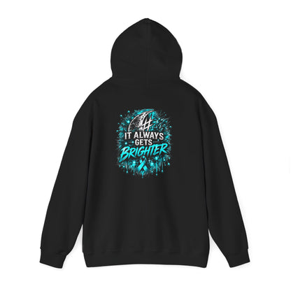 It Always Gets Brighter | Teal Moon Hoodie