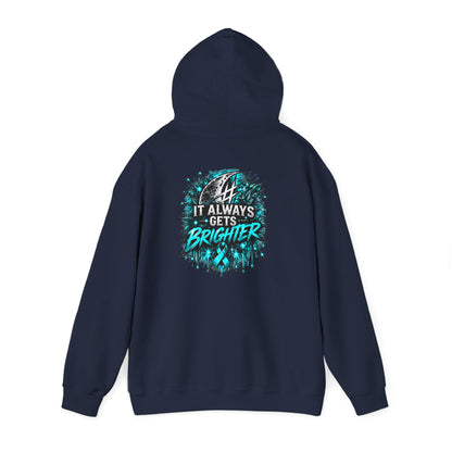 It Always Gets Brighter | Teal Moon Hoodie